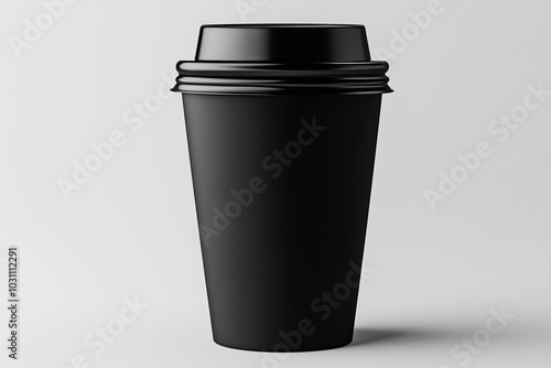 Sleek Black Coffee Cup with Lid in Minimalist Style