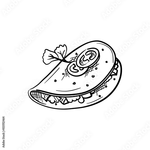 Omelette Hand-Drawn Food Vector Icon