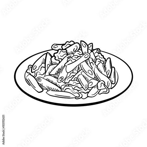 Pasta Hand-Drawn Food Vector Icon