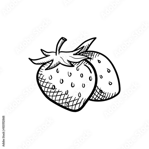 Strawberry Hand-Drawn Food Vector Icon