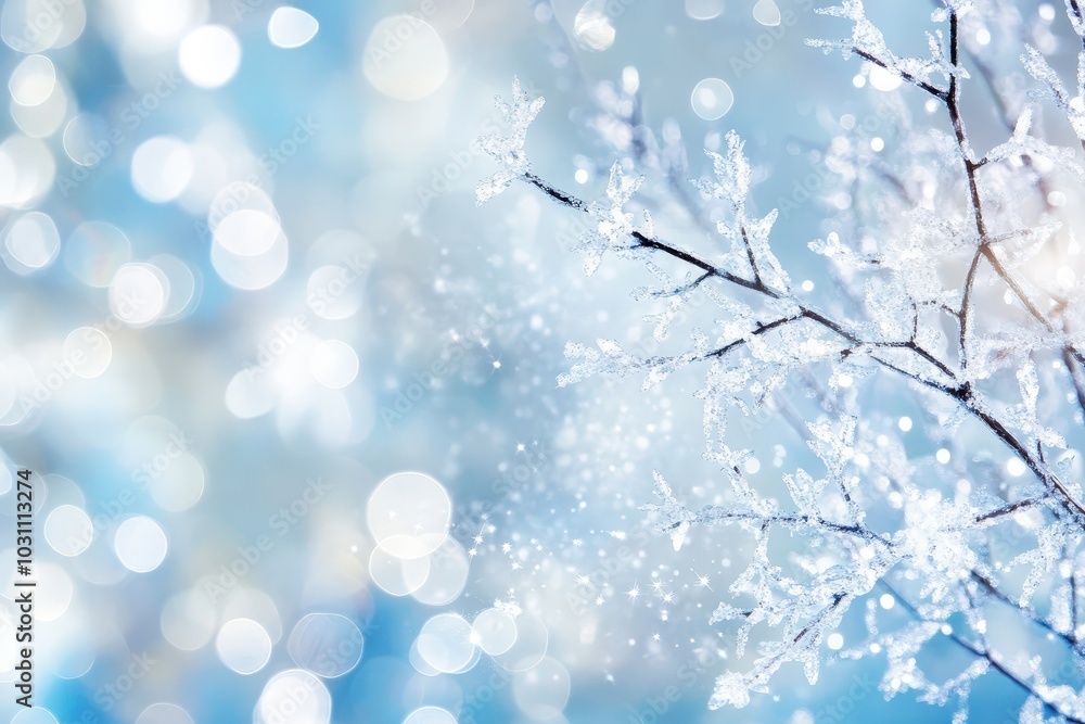 Frost-covered branches sparkling in a winter wonderland under gentle sunlight in a serene environment Frost-covered branches sparkling in a winter wonderland under gentle sunlight in a serene environment