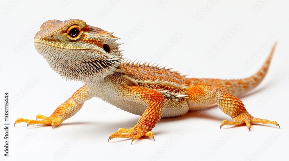 Fototapeta premium Ultra-Realistic Product Photography of Isolated Bearded Dragon Against Cinematic Lighting