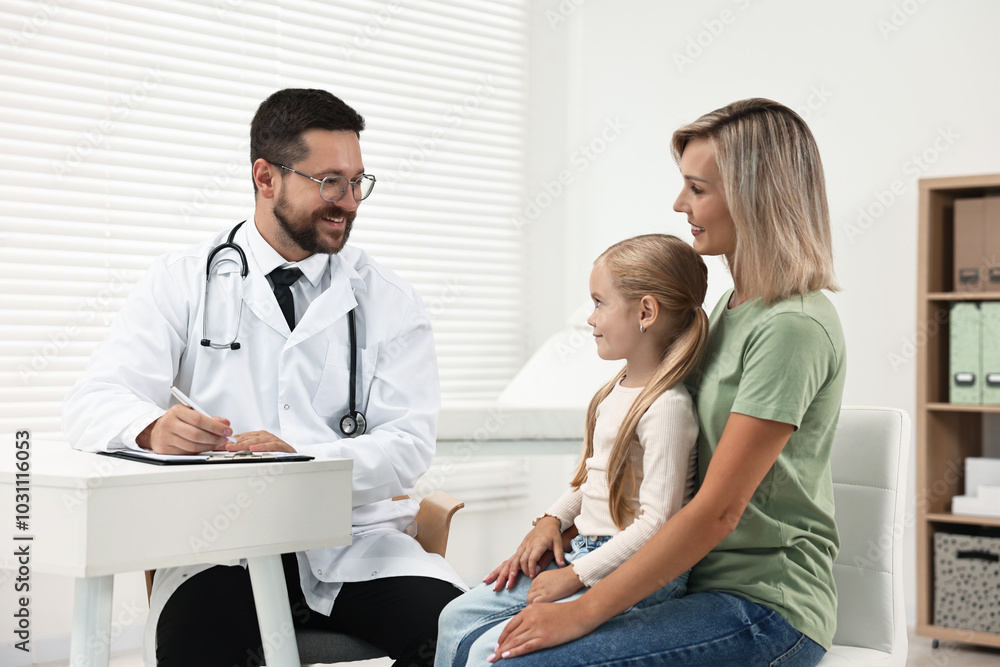 custom made wallpaper toronto digitalDoctor consulting little girl and her mother in hospital
