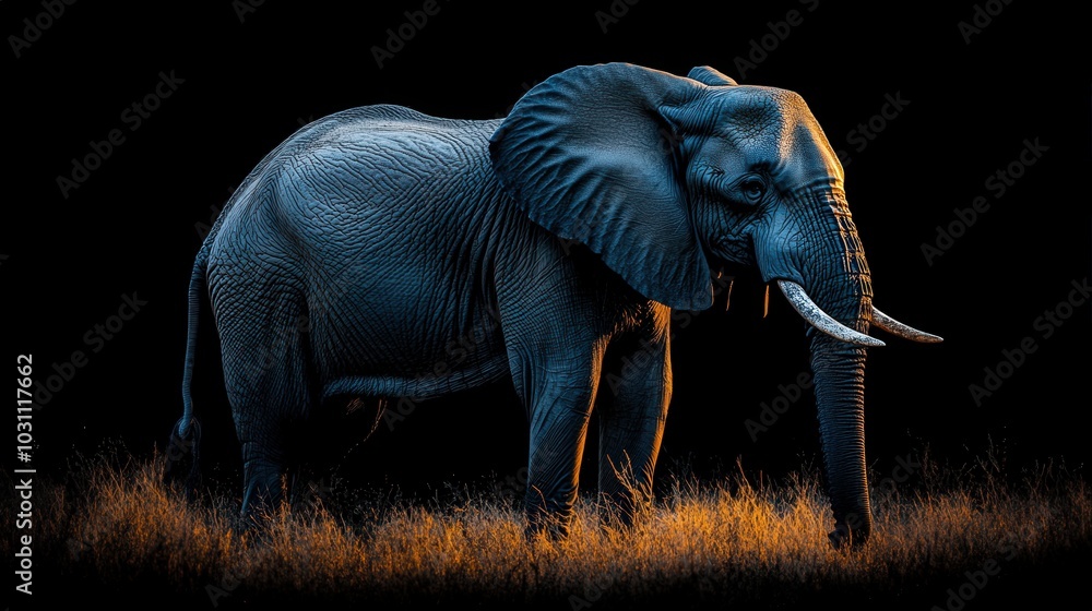 Fototapeta premium Majestic African Elephant Isolated in Ultra-Realistic Cinematic Lighting