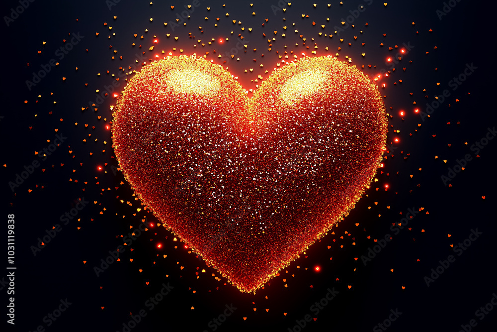 Red glitter heart on dark background. Happy Valentine's Day Red glitter heart on dark background. Happy Valentine's Day