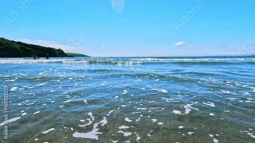 Waves on the beach during the summer