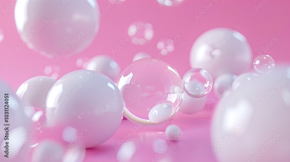 Spheres against pink background Spheres against pink background