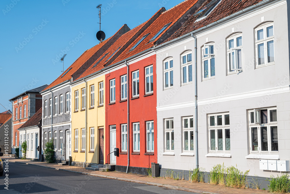 Beautiful street of town of Rudkobing on island of Langeland in Denmark Beautiful street of town of Rudkobing on island of Langeland in Denmark