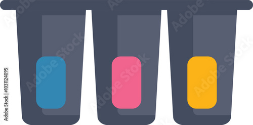 Inkjet cartridge showing cyan, magenta and yellow ink levels for printing documents