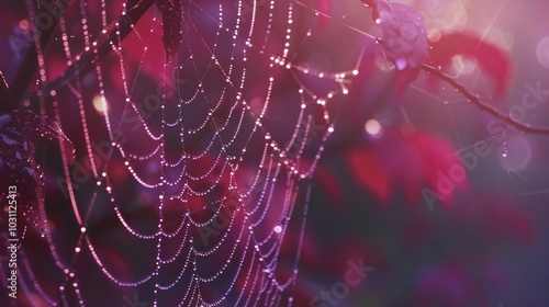 Delicate cobwebs with morning dew