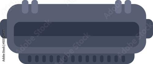 Computer motherboard chipset icon in flat style illustrating a cpu socket with pins for connecting a microprocessor