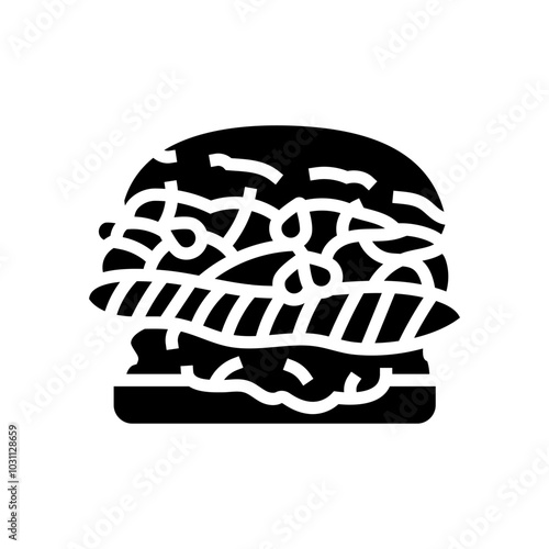 salmon burger food glyph icon vector. salmon burger food sign. isolated symbol illustration