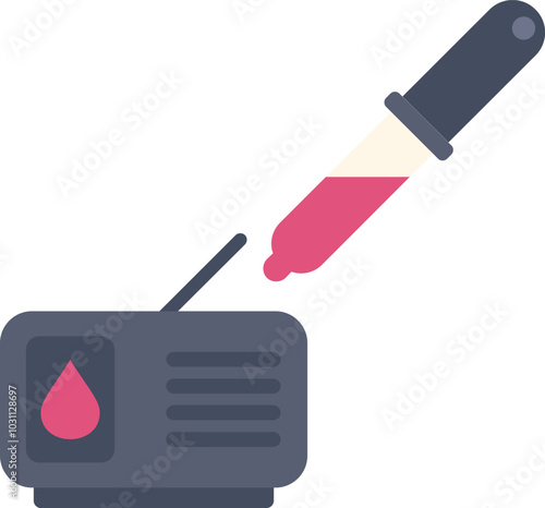 Pipette adding a blood sample to a glucometer, illustrating the concept of blood sugar level testing for diabetes management