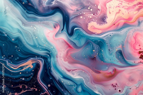 A close up of a colorful fluid painting