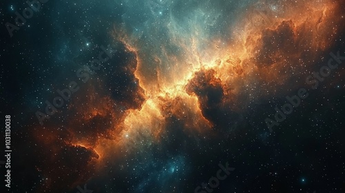 Colorful nebula in deep outer space