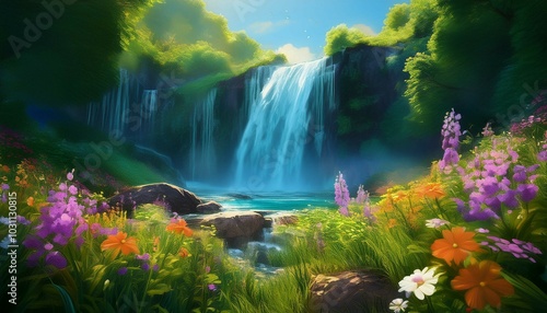 waterfall in the mountains