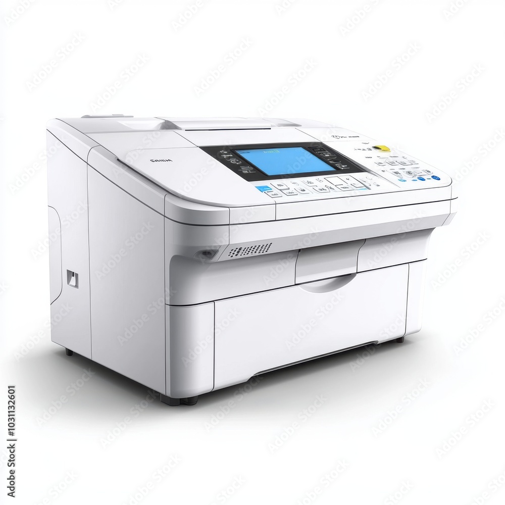Modern Color Printer on White Background Modern Color Printer on White Background