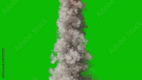 Rocket or missile launch thruster, two speeds, 24p, with green screen for transparent background aka no background
