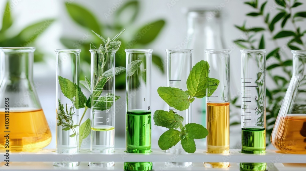 Scientific research with plants and laboratory equipment in a natural environment Scientific research with plants and laboratory equipment in a natural environment