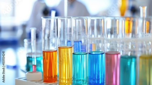 Colorful Glassware in Scientific Laboratory Experiment