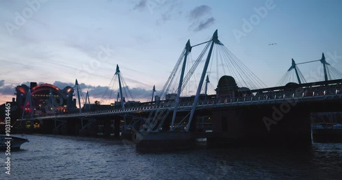 London Charing Cross Railway Station and Bridge (Hungerford Bridge), UK photo