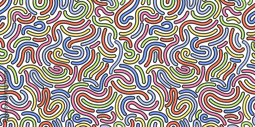 Vibrant and dynamic seamless memphis pattern with swirling loops and curved lines.Wavy and swirled brush strokes. Thick and bold texture curved lines.	  Simple and childish scribble pattern design.