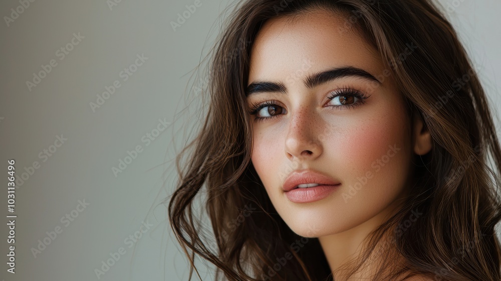 Captivating Close Up Portrait of Elegant and Attractive Brunette Woman Captivating Close Up Portrait of Elegant and Attractive Brunette Woman