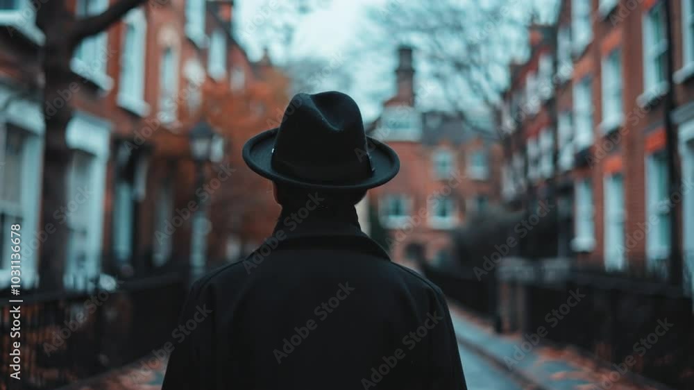 Man Walking Old And Classic Street Man Walking Old And Classic Street