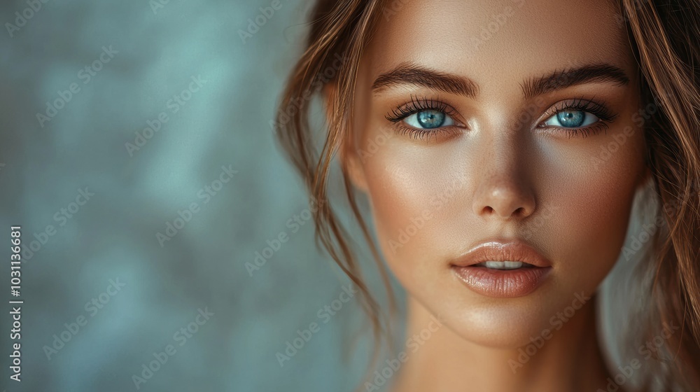 Elegant and Radiant Female Portrait with Alluring Gaze and Flawless Skin Elegant and Radiant Female Portrait with Alluring Gaze and Flawless Skin