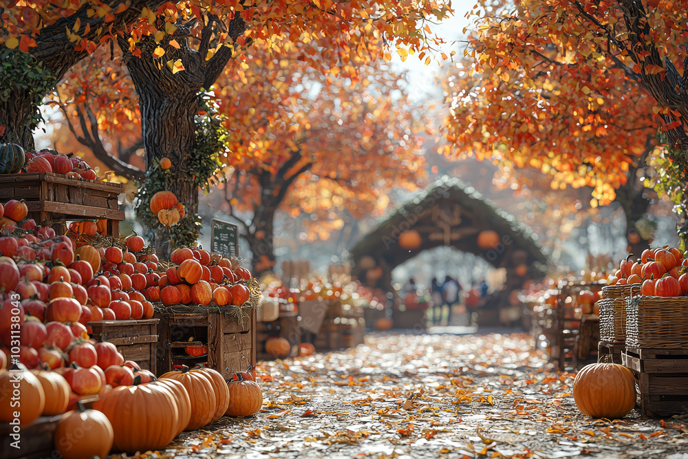 An autumn harvest festival featuring apple picking, hayrides, and pumpkin carving competitions. Concept of seasonal events. An autumn harvest festival featuring apple picking, hayrides, and pumpkin carving competitions. Concept of seasonal events.