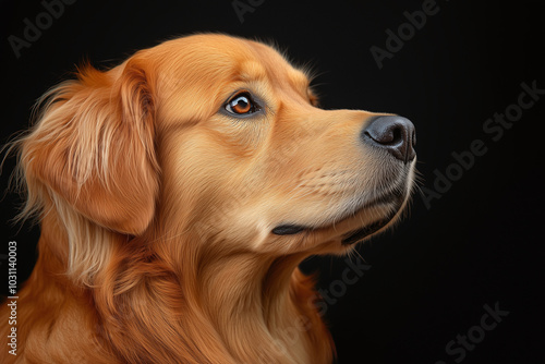 Golden Retriever Portrait: Majestic Canine in Studio Lighting