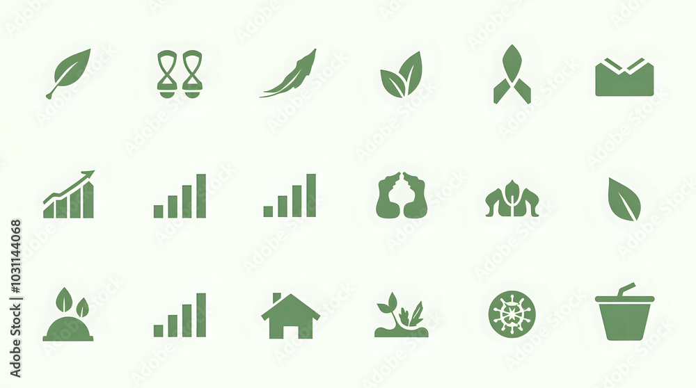 A set of growth icons in vector illustration style, featuring various symbols representing growth and development. A set of growth icons in vector illustration style, featuring various symbols representing growth and development.