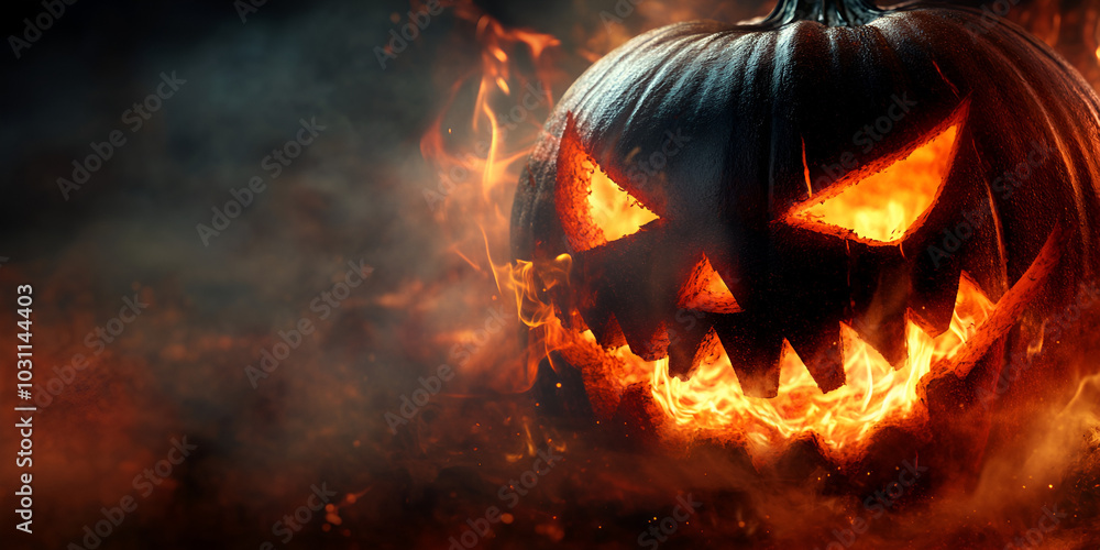 Glowing Jack-o'-Lantern in Spooky Smoke, Glowing Jack-o'-Lantern in Spooky Smoke,