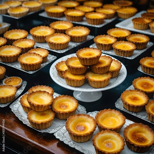 Queijadas de Leite (Portuguese Milk Tarts). This delicious snack is a masterpiece of culinary craftsmanship, with a delicate balance of flavors and textures. photo