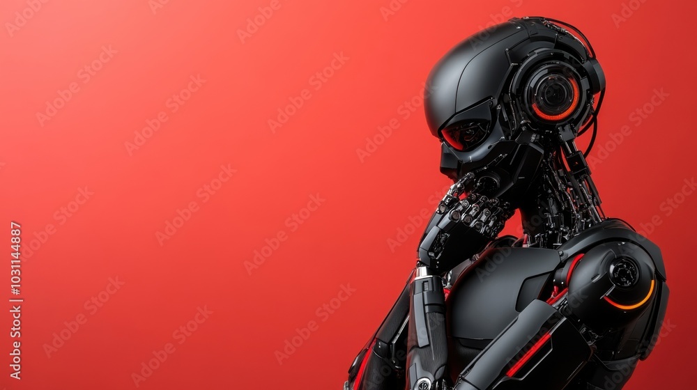 Futuristic Robot Contemplating Technology Trends Futuristic Robot Contemplating Technology Trends