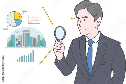 企業の業績を分析するビジネスマン
