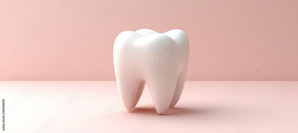 3D Render of a Single White Tooth on Soft Pink Background, Concept For Dental Care And Hygiene 3D Render of a Single White Tooth on Soft Pink Background, Concept For Dental Care And Hygiene