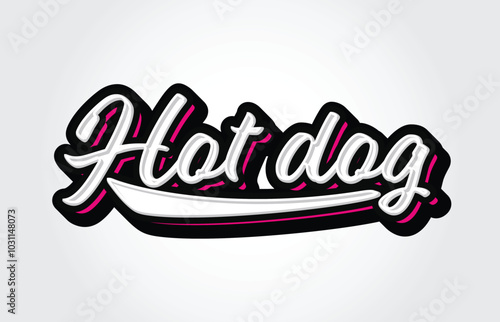 Hot Dog Hand Lettering Typography Vector Template