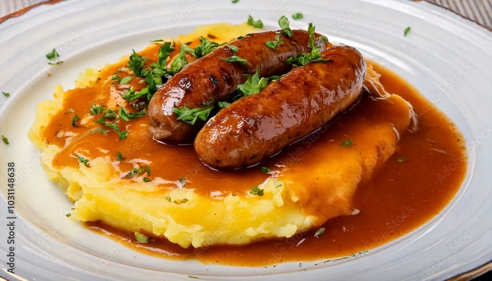 Bangers and Mash with Onion Gravy Bangers and Mash with Onion Gravy