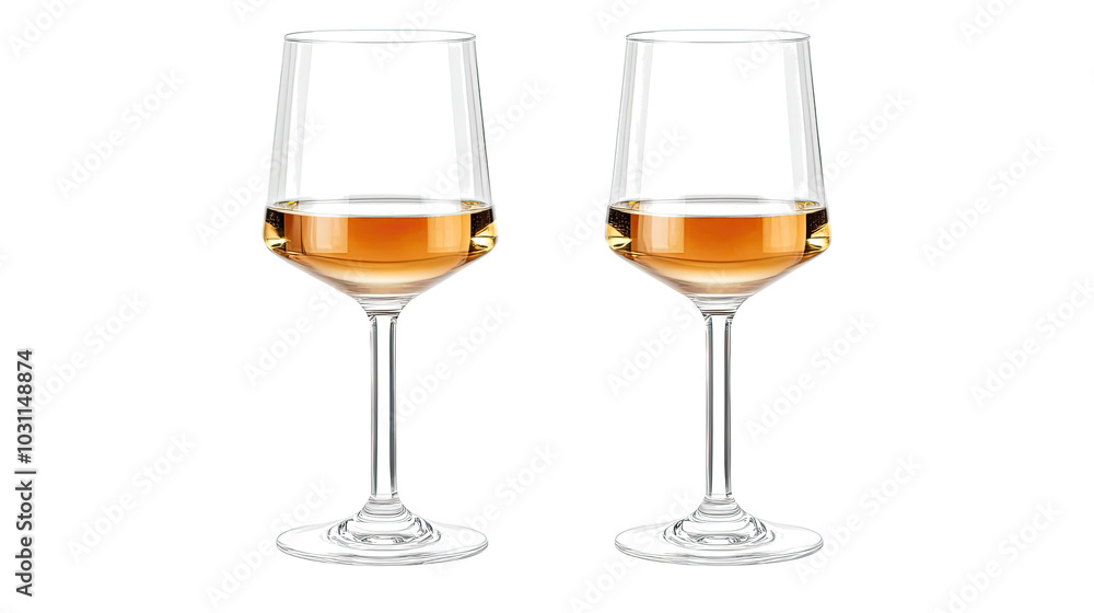 Elegant Glass Goblets for White Wine Displayed on a White Background Generative AI Elegant Glass Goblets for White Wine Displayed on a White Background Generative AI