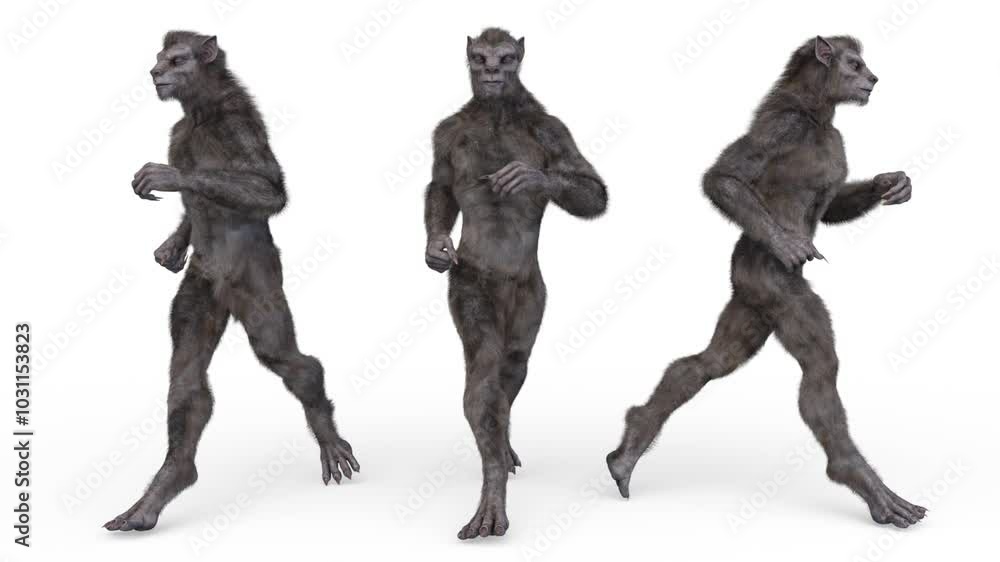 走る狼男 3DCGレンダリング 走る狼男 3DCGレンダリング