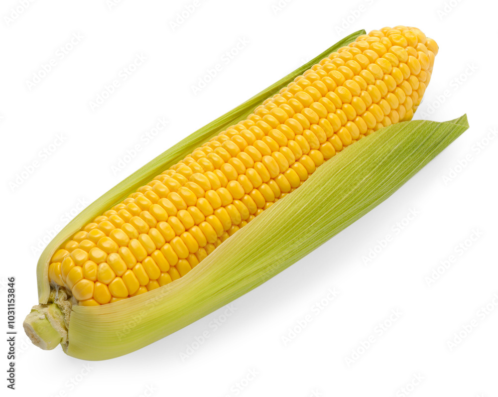 Corncob with green husks isolated on white Corncob with green husks isolated on white