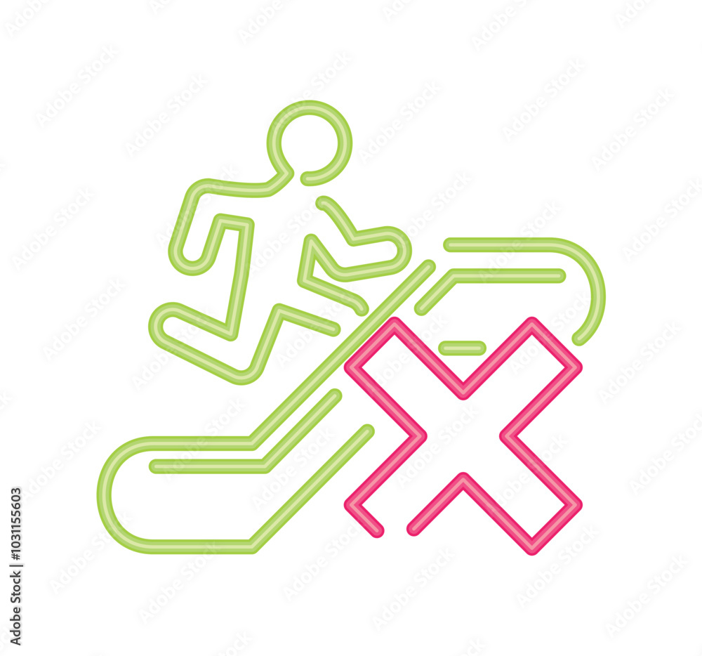 dont run on escalators informative signal neon light dont run on escalators informative signal neon light