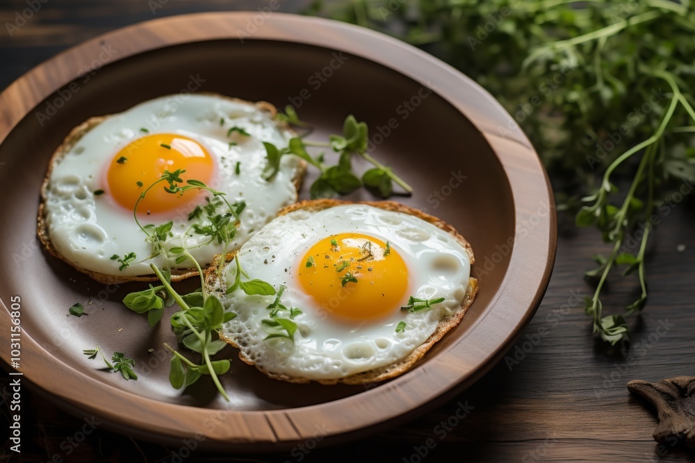 Sunny side up eggs on toast breakfast plate Sunny side up eggs on toast breakfast plate