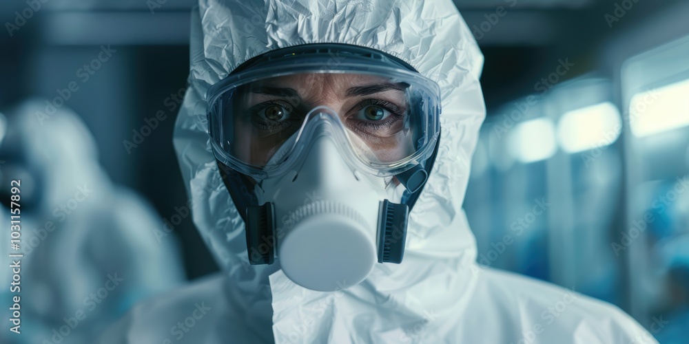 Scientific research in a laboratory setting with safety equipment, focusing on analysis of harmful materials, pathogens, or chemicals Scientific research in a laboratory setting with safety equipment, focusing on analysis of harmful materials, pathogens, or chemicals