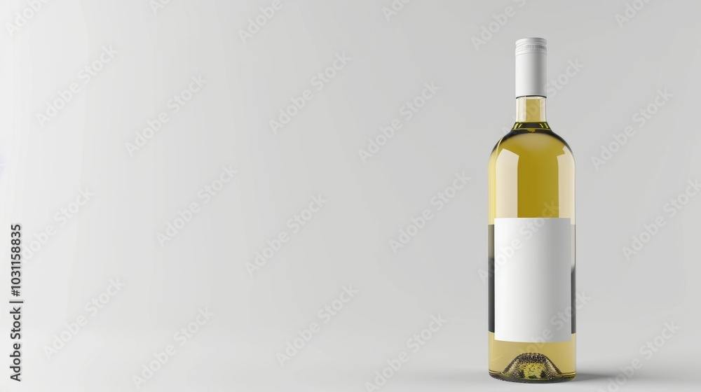 A Captivating Visual Delight: Mesmerizing Mock-up of a White Wine Bottle with a White Background --A A Captivating Visual Delight: Mesmerizing Mock-up of a White Wine Bottle with a White Background --A