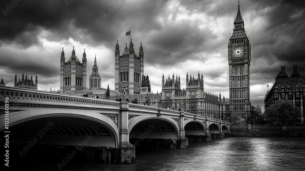 Westminster Bridge, the Houses of Parliament, and Big Ben in London. Westminster Bridge, the Houses of Parliament, and Big Ben in London.