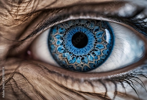 Close Up of Eye Showing Detailed Blue Iris