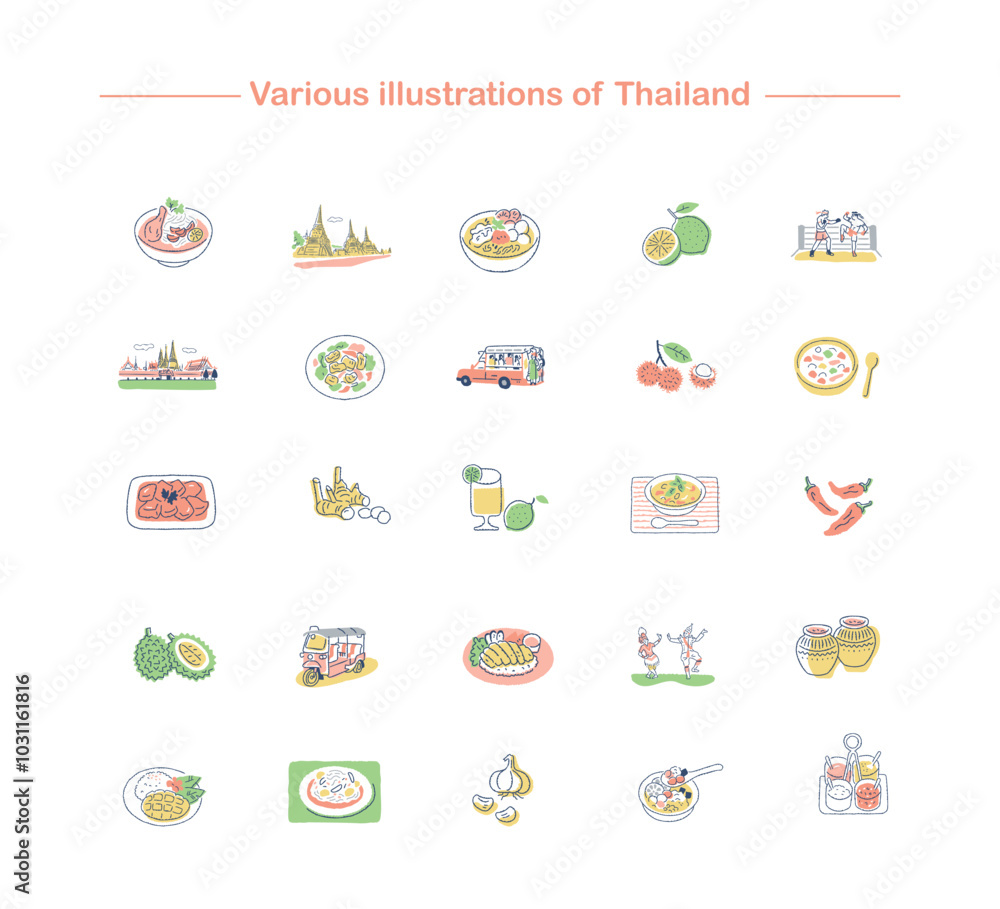 タイのいろいろな食べ物や観光スポットなど セット タイのいろいろな食べ物や観光スポットなど セット