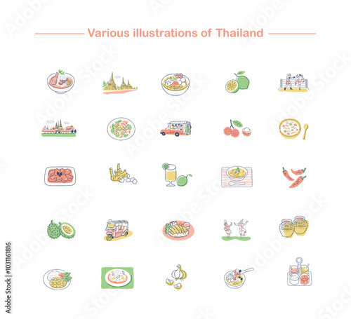 タイのいろいろな食べ物や観光スポットなど　セット